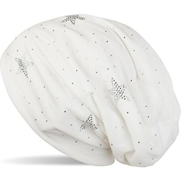 Cuffia beanie con strass elasticizzato bianco StyleBREAKER bianco