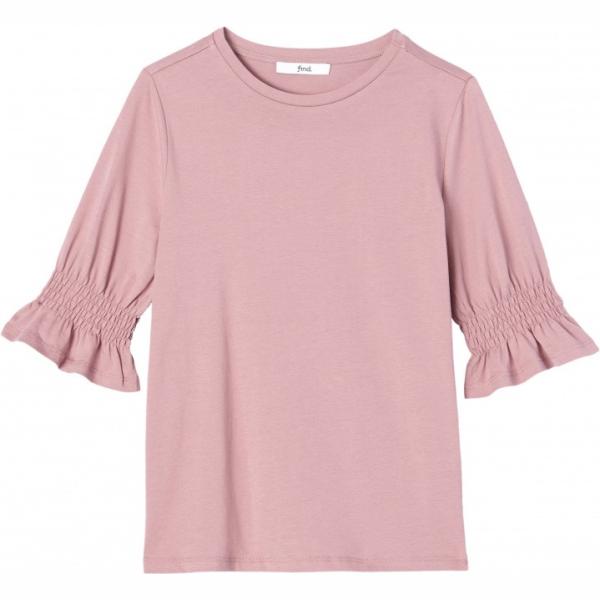 T-shirt con arricciature e scollo a maniche corte rosa Find. rosa