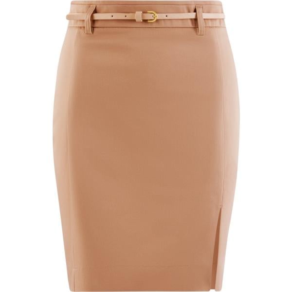Gonna con cintura e spacco beige Oodji Collection