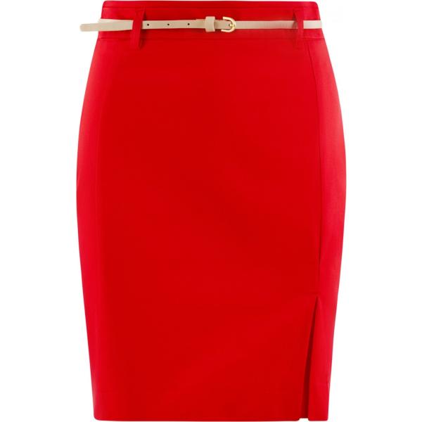 Gonna con cintura e spacco rosso Oodji Collection rosso