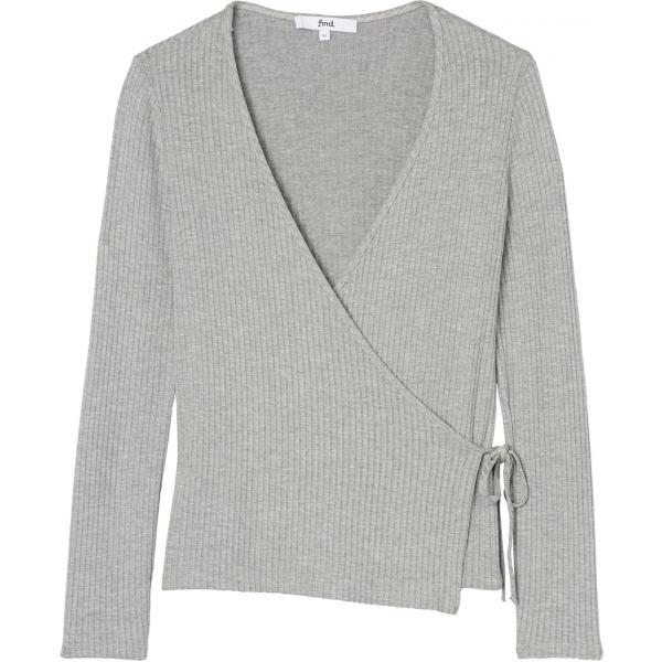 T-shirt a coste con scollo a maniche lunghe grigio Find grigio