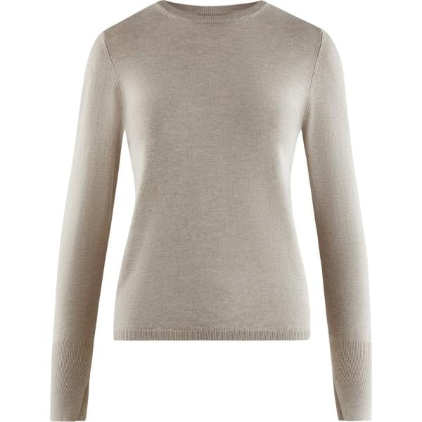 Maglione con scollo a maniche lunghe aderente beige Oodji Collection