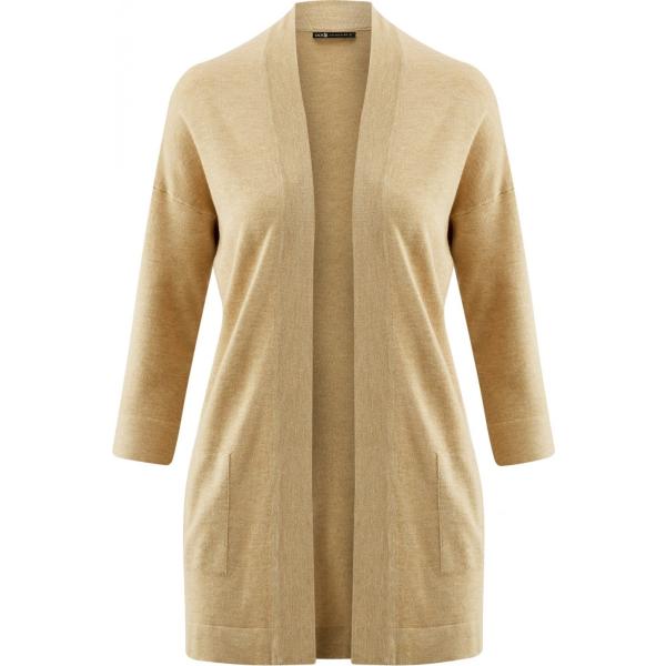Cardigan a giromanica collo aperto in in maglia con tasche beige Oodji Collection
