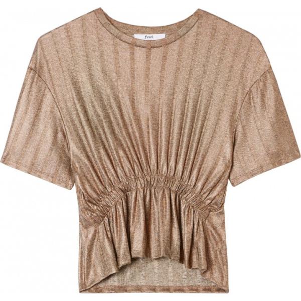 T-shirt a coste con scollo oro Find giallo