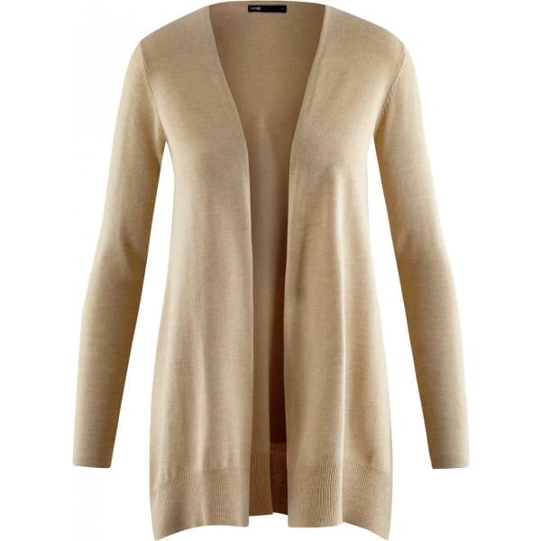 Cardigan lavorato a maglia collo aperto aderente beige Oodji Ultra
