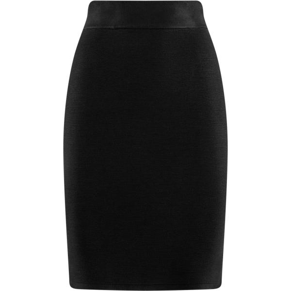 Gonna al ginocchio a coste in in maglia aderente nero Oodji Collection nero
