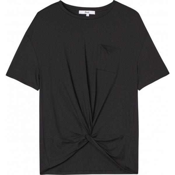 T-shirt con nodi e scollo a maniche corte nero Find nero