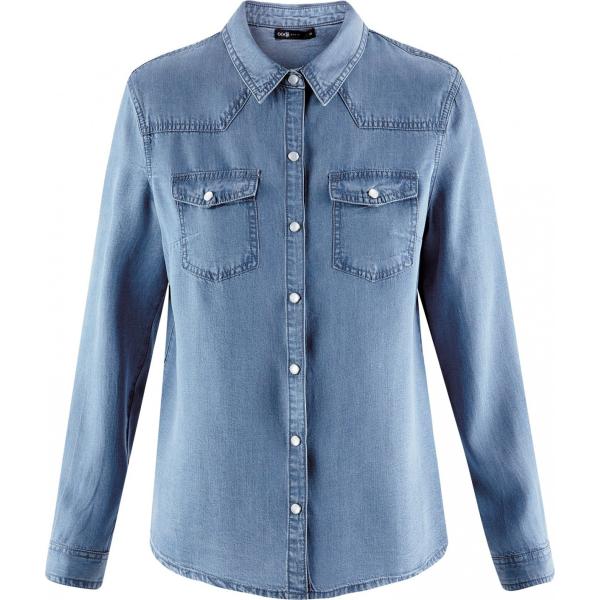 Camicia con taschini in denim con bottoni blu Oodji Ultra blu