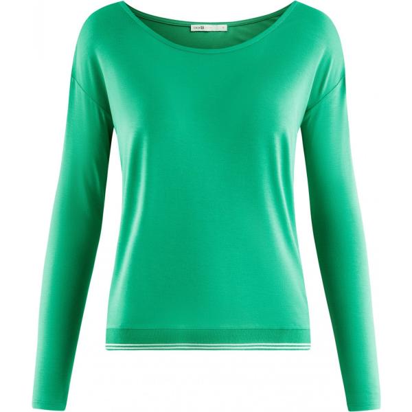T-shirt a maniche lunghe aderente verde Oodji Ultra verde