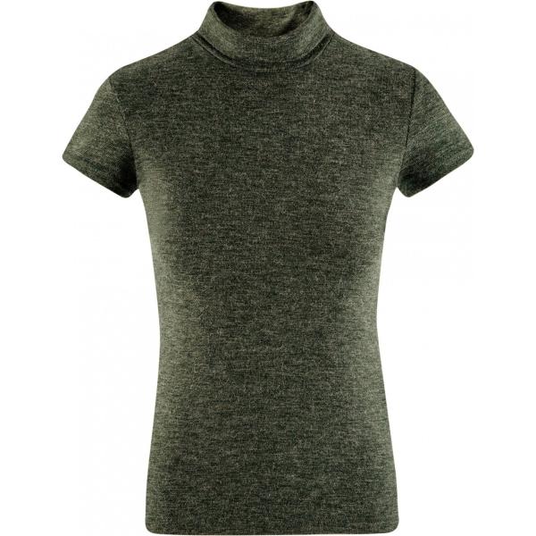 Maglione collo a dolcevita a maniche corte aderente verde Oodji Collection verde tinta unita