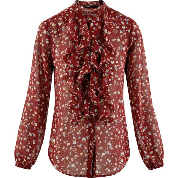 Camicetta con volant collo coreana rosso Oodji Collection rosso