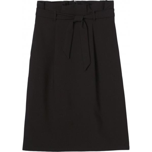 Gonna al ginocchio con cintura e zip con spacco laterale nero Find nero