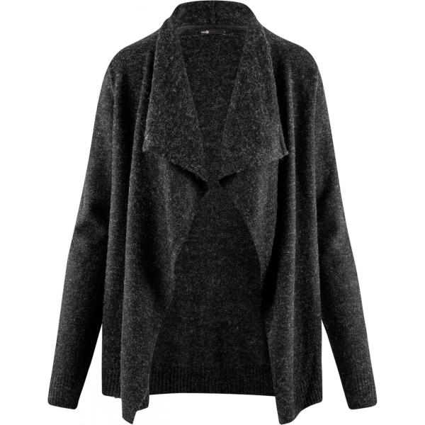 Cardigan oversize scollo a cascata in in maglia aderente nero Oodji Ultra nero