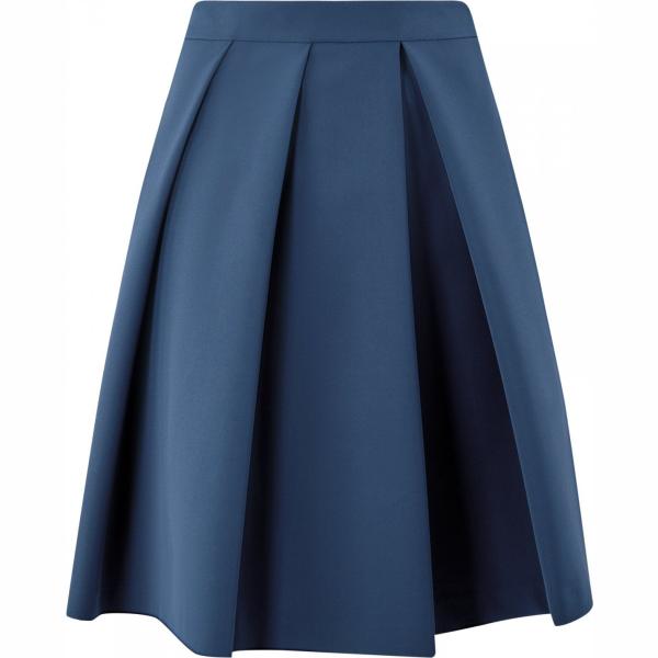 Gonna forma svasata con pieghe blu Oodji Ultra blu