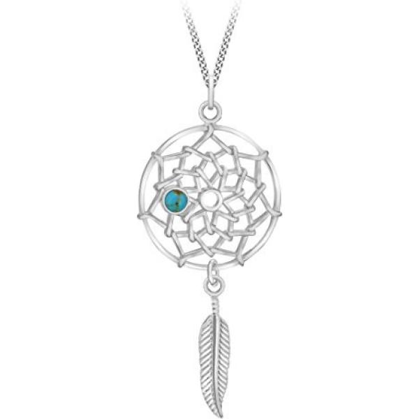 Collana con ciondolo in sterling 925 ipoallergenico argento e turchese e bianco Tuscany Silver blu