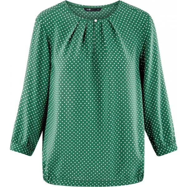 Camicetta a goccia con stampa a maniche 3/4 aderente verde Oodji Ultra verde con stampe