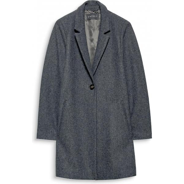 Giubbotto al ginocchio taglio dritto monopetto grigio ESPRIT Collection grigio