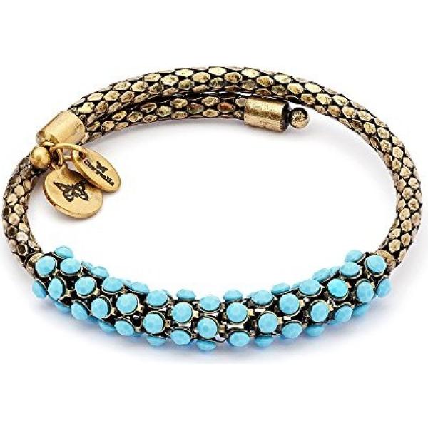 Bracciale wrap in ottone forma intrecciata rosa Chrysalis blu
