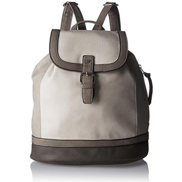 Borsa zainetto con zip in pelle grigio Tom Tailor grigio