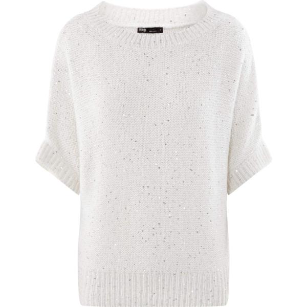 Maglione con paillettes aderente bianco Oodji Ultra bianco