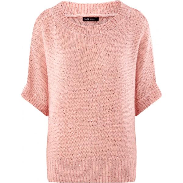 Maglione con paillettes aderente rosa Oodji Ultra rosa