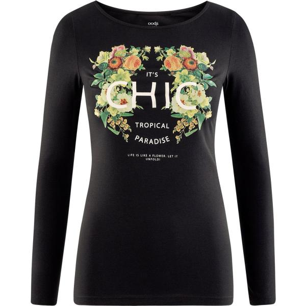 T-shirt a maniche lunghe elasticizzato nero Oodji Collection nero