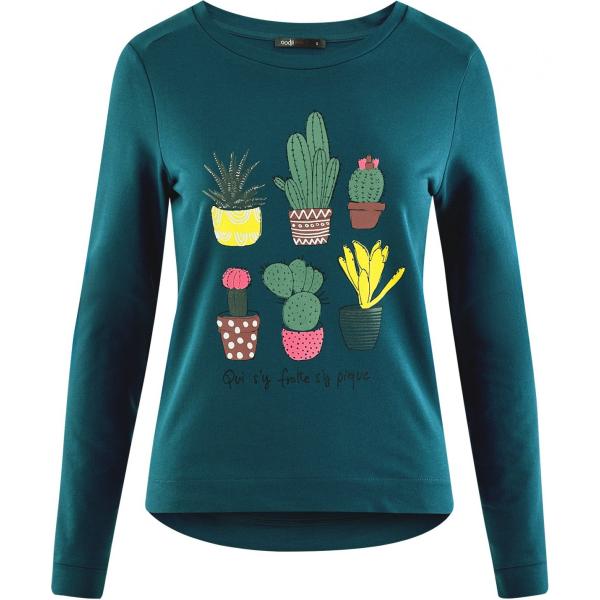 felpa con cappuccio Oodji Ultra blu con stampe