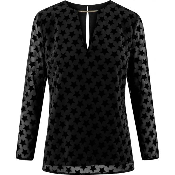 Camicetta con stampa e scollo nero Oodji Collection nero con stampe