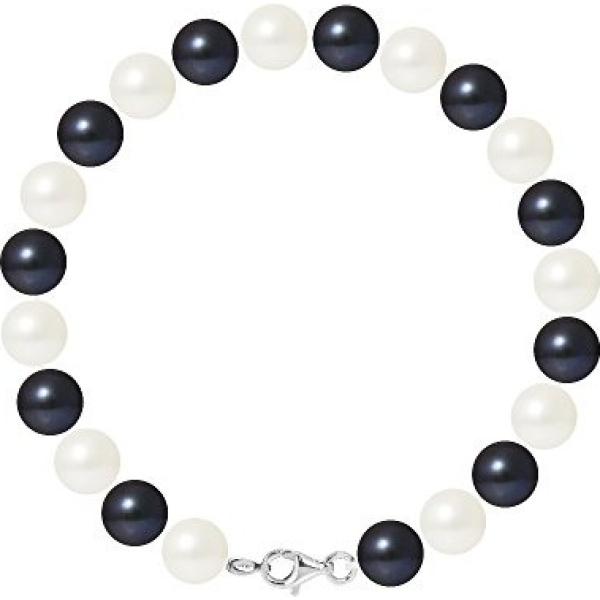 Bracciale con perle forma intrecciata argento e bianco e nero Pearls & Colors bianco