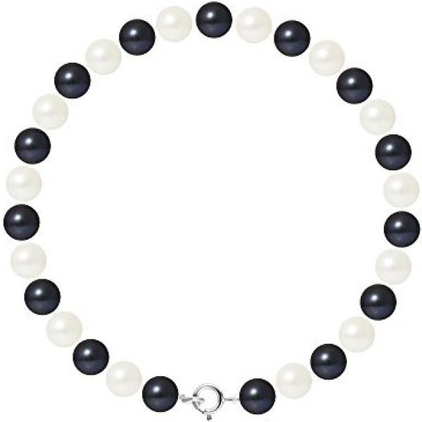Bracciale con perle forma intrecciata argento e bianco e nero Pearls & Colors bianco