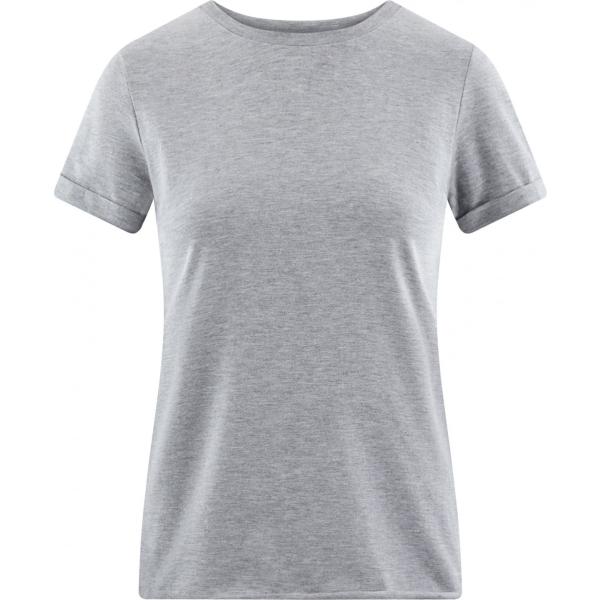T-shirt con orlo girocollo in denim aderente grigio Oodji Ultra grigio