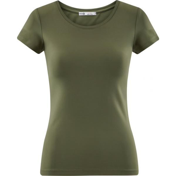 T-shirt con scollo a maniche corte aderente verde Oodji Ultra verde