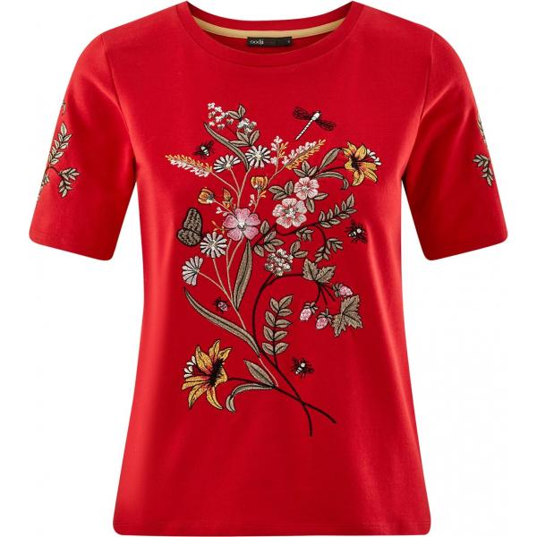 t-shirt Oodji Ultra rosso fantasia