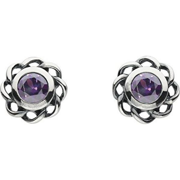 Orecchini a perno farfallina effetto lucido in sterling 925 viola e argento Heritage viola