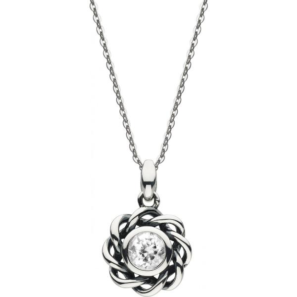 Collana con ciondolo effetto lucido argento Heritage