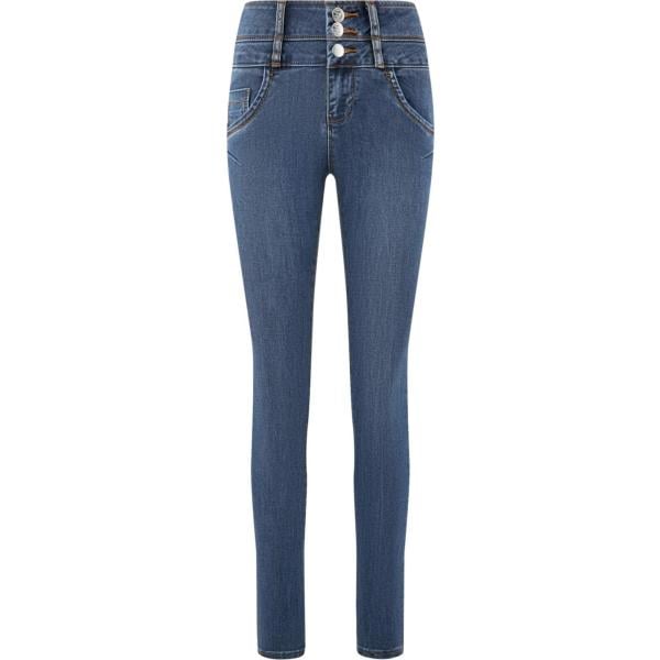 Jeans skinny vita alta aderente blu Oodji Ultra blu