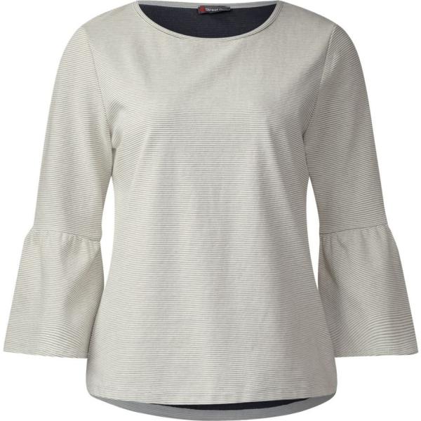 T-shirt a maniche lunghe con orlo bianco Street One bianco