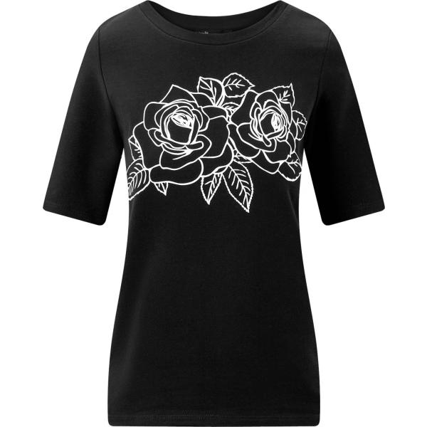 T-shirt con stampa in denim aderente nero Oodji Ultra nero con stampe