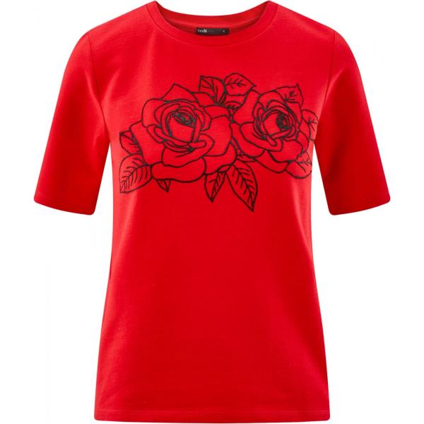 T-shirt con stampa in denim aderente rosso Oodji Ultra rosso con stampe