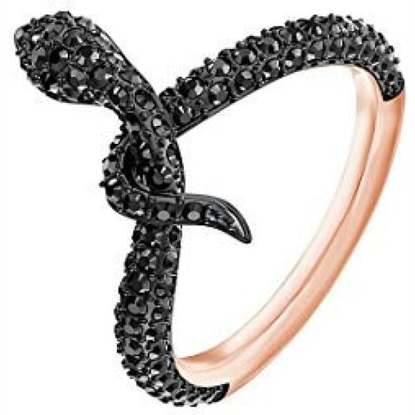 Anello in oro rosa nero Swarovski nero