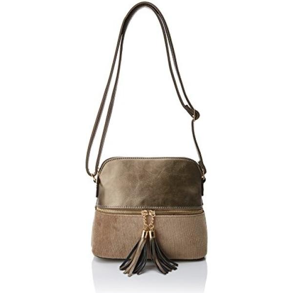 Borsa a tracolla effetto metallizzato con zip e nappine argento SwankySwans grigio