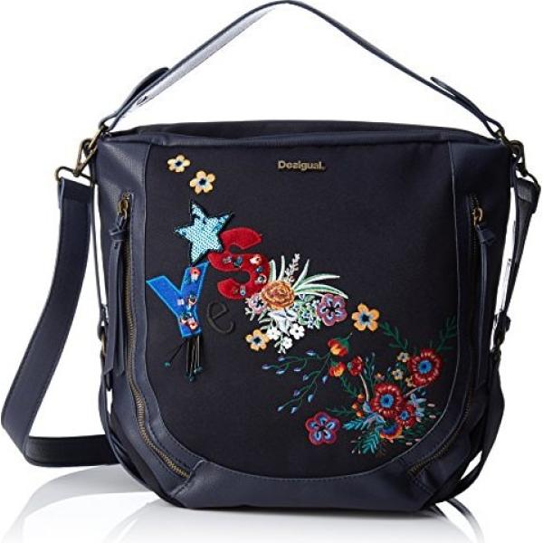 Borsa a spalla con zip navy Desigual blu