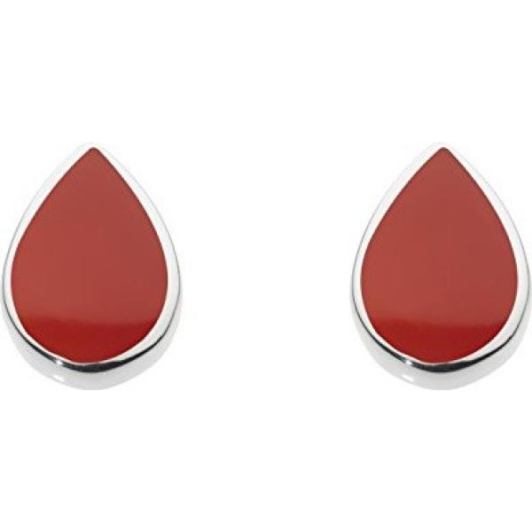 Orecchini a perno con pietra farfallina effetto lucido argento Dew rosso