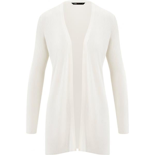 Cardigan spacchi laterali a coste collo aperto in in maglia aderente bianco Oodji Ultra bianco