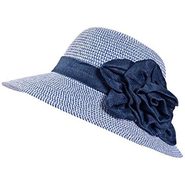 Cappello collo aperto in paglia traspirante blu Eevass blu