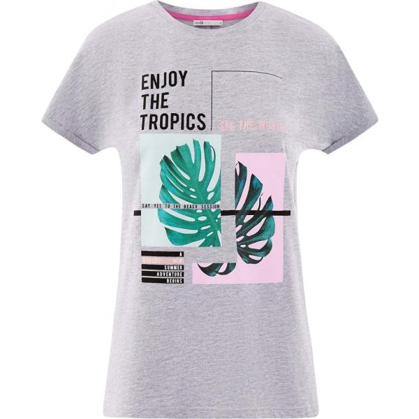 t-shirt Oodji Collection grigio con stampe