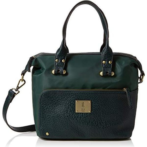 Borsa a spalla con manico e tracolla regolabile verde e nero Fly London verde