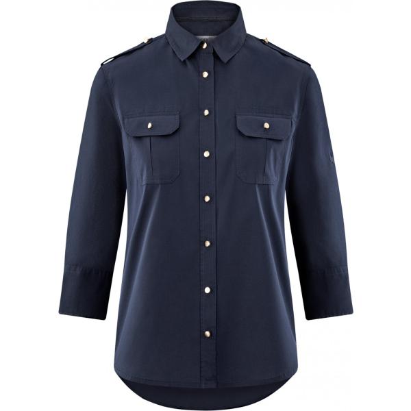 Camicia oversize con taschini e ricamo con spalline aderente blu Oodji Ultra blu