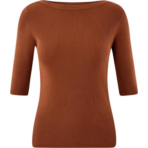 Maglia a coste con scollo marrone Oodji Collection marrone