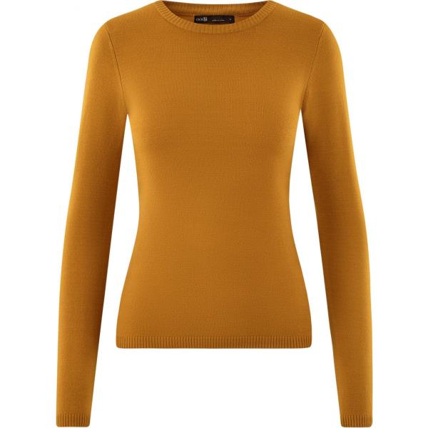 Maglione a coste con scollo in denim filato giallo Oodji Ultra giallo